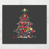 Étiquettes Pour Bouteilles De Vin Mousseux Patchwork Joyeux Noël Arbre Patchwork Quilting (Étiquettes simples)
