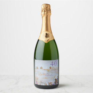 Étiquettes Pour Bouteilles De Vin Mousseux Paysage Floral de Modern Meadow pour Anniversaire