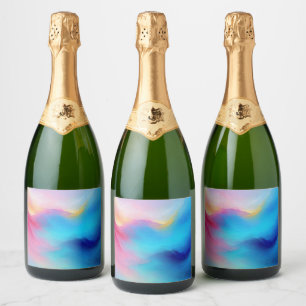 Étiquettes Pour Bouteilles De Vin Mousseux Paysage rose et bleu "Shroudglen".