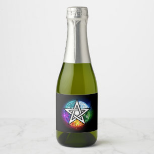 Étiquettes Pour Bouteilles De Vin Mousseux pentagramme du Wiccan