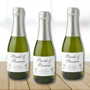 Étiquettes Pour Bouteilles De Vin Mousseux Perles et Fête des mariées de poursuites Personnal