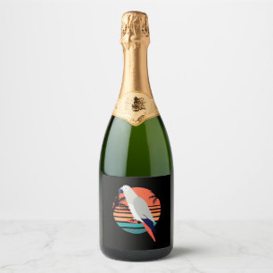 Étiquettes Pour Bouteilles De Vin Mousseux Perroquet gris africain Vintage rétros