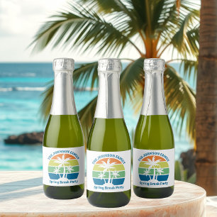 Étiquettes Pour Bouteilles De Vin Mousseux Personnalisable Ile tropicale Palm Trees Party Min