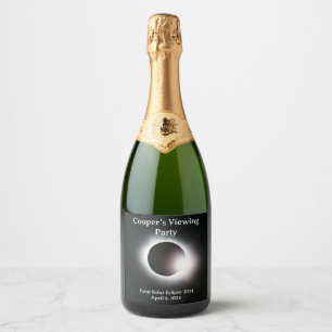 Étiquettes Pour Bouteilles De Vin Mousseux Personnalisé Total éclipse solaire 2024