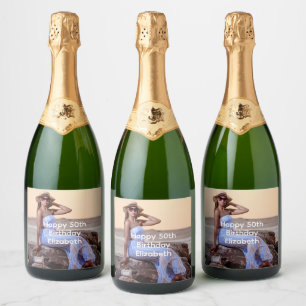 Étiquettes Pour Bouteilles De Vin Mousseux Personnaliser la photo d'anniversaire pour lui ou