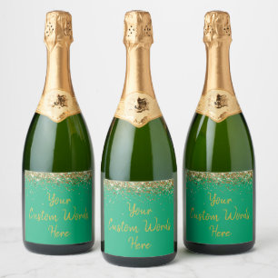 Étiquettes Pour Bouteilles De Vin Mousseux Personnalisez Votre Texte Ici Cadeau Vert Or Perso