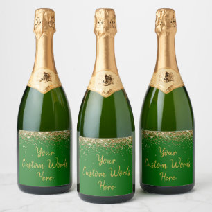 Étiquettes Pour Bouteilles De Vin Mousseux Personnalisez Votre Texte Ici Émeraude Or Personna