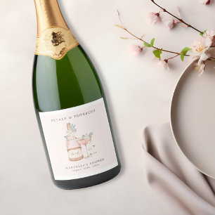 Étiquettes Pour Bouteilles De Vin Mousseux Pétales et Prosecco : Enterrement de Vie de Jeune