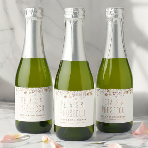 Étiquettes Pour Bouteilles De Vin Mousseux Pétales et Prosecco : Réception de Mariage aux Fle