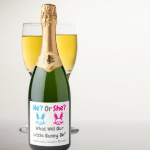 Étiquettes Pour Bouteilles De Vin Mousseux Petit Bunny Gender Reveal