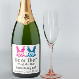 Étiquettes Pour Bouteilles De Vin Mousseux Petit Bunny Gender Reveal