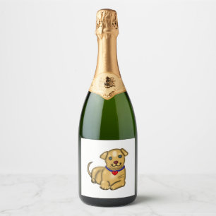 Étiquettes Pour Bouteilles De Vin Mousseux Petit Chiot Jaune Avec Chien Coeur