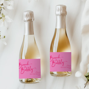 Étiquettes Pour Bouteilles De Vin Mousseux Petit déjeuner rose chaud et fête d'anniversaire a