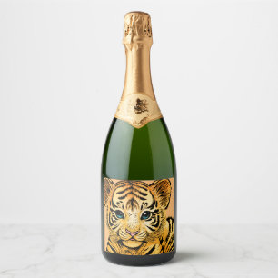 ÉTIQUETTES POUR BOUTEILLES DE VIN MOUSSEUX PETIT TIGER