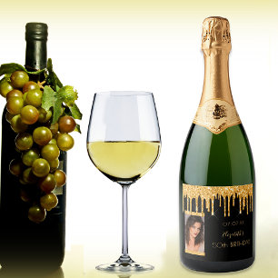 Étiquettes Pour Bouteilles De Vin Mousseux Photo de fête d'anniversaire parties scintillant e