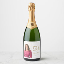 Photo personnalisé 50e anniversaire or blanc 50 &