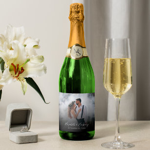 Étiquettes Pour Bouteilles De Vin Mousseux Photo personnalisée de mariage