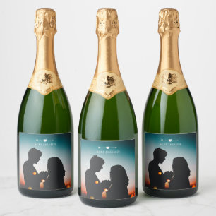 Étiquettes Pour Bouteilles De Vin Mousseux Photo sombre FIANÇAILLES