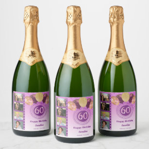 Étiquettes Pour Bouteilles De Vin Mousseux Photos, 60e Anniversaire Champagne Parties scintil
