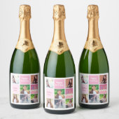 Étiquettes Pour Bouteilles De Vin Mousseux Pink Photo Collage Custom Femmes's Birthday Party (Bouteilles)
