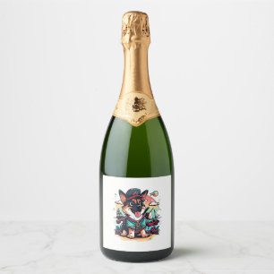 Étiquettes Pour Bouteilles De Vin Mousseux Pirate de chien berger allemand