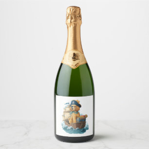 Étiquettes Pour Bouteilles De Vin Mousseux Pirate Poodle � Drôle chien de mer