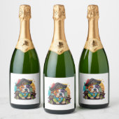 Étiquettes Pour Bouteilles De Vin Mousseux Pit Bull Dog Pirate (Bouteilles)