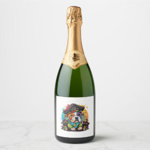 Étiquettes Pour Bouteilles De Vin Mousseux Pit Bull Dog Pirate
