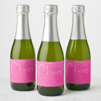 Étiquettes Pour Bouteilles De Vin Mousseux PixDezines Cheers Blush Rose Confetti+Hot Rose