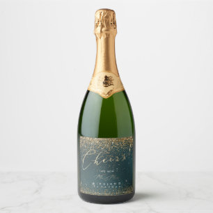 Étiquettes Pour Bouteilles De Vin Mousseux PixDezines Cheers Gold Parties scintillant Assiett