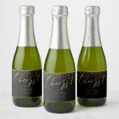 Étiquettes Pour Bouteilles De Vin Mousseux PixDezines Faux Gold Script, Cheers+Confetti (Bouteilles)