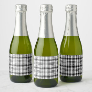 Étiquettes Pour Bouteilles De Vin Mousseux Plaid noir et blanc