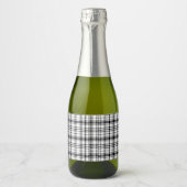 Étiquettes Pour Bouteilles De Vin Mousseux Plaid noir et blanc (Devant)