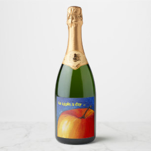 Étiquettes Pour Bouteilles De Vin Mousseux Pomme rouge - Peinture de la vie morte