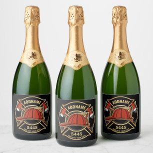 Étiquettes Pour Bouteilles De Vin Mousseux Pompier AJOUTER LE NOM Insigne du service de pompi