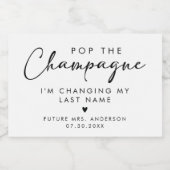 Étiquettes Pour Bouteilles De Vin Mousseux Pop The Champagne Modern Handwriting Script (Étiquettes simples)