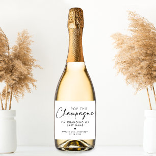 Étiquettes Pour Bouteilles De Vin Mousseux Pop The Champagne Modern Handwriting Script