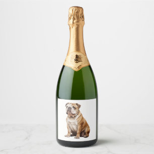 Étiquettes Pour Bouteilles De Vin Mousseux Portrait de Bulldog anglais charmant - Canin adora