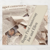 Étiquettes Pour Bouteilles De Vin Mousseux Premier anniversaire de Mariage (Étiquettes simples)