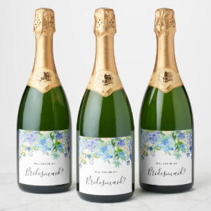 Étiquettes Pour Bouteilles De Vin Mousseux Proposer À Bridesmaid Seras-Tu Ma Bridesmaid Cha
