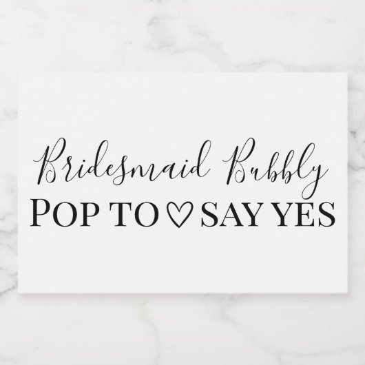 Étiquettes Pour Bouteilles De Vin Mousseux Proposition de Bridesmaid Bubly (Étiquettes simples)