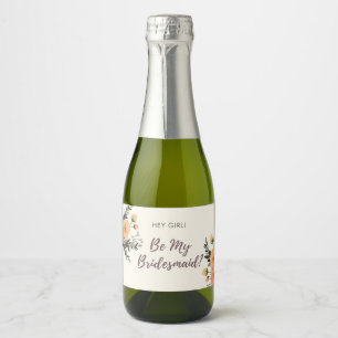 Étiquettes Pour Bouteilles De Vin Mousseux Proposition Rustique Floral Bridesmaid Don
