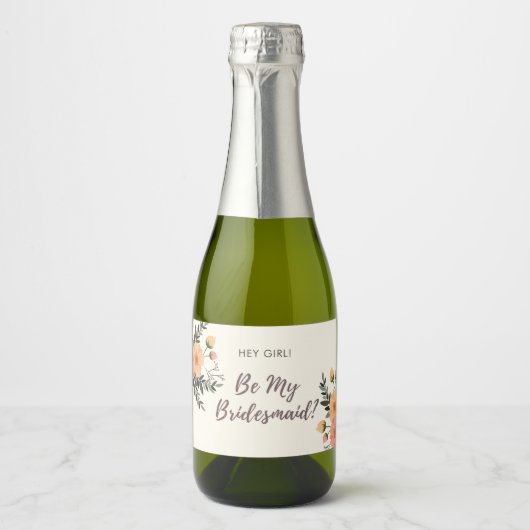 Étiquettes Pour Bouteilles De Vin Mousseux Proposition Rustique Floral Bridesmaid Don (Devant)