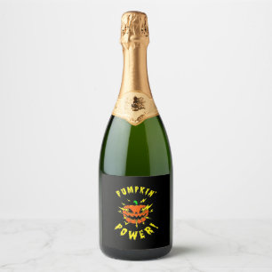 Étiquettes Pour Bouteilles De Vin Mousseux Puissance Citrouille d'Halloween