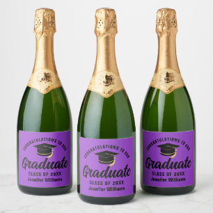 Étiquettes Pour Bouteilles De Vin Mousseux Purple Black Graduate Custom Graduate Party
