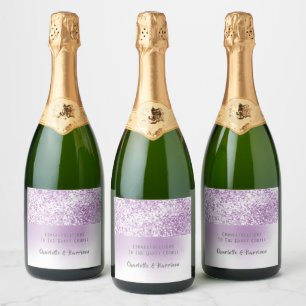 Étiquettes Pour Bouteilles De Vin Mousseux Purple Faux Parties scintillant Motif Élégant