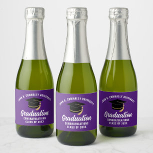 Étiquettes Pour Bouteilles De Vin Mousseux Purple Graduation Party Personnalisé Mini