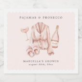 Étiquettes Pour Bouteilles De Vin Mousseux Pyjama & Prosecco Enterrement de Vie de Jeune Fill (Étiquettes simples)