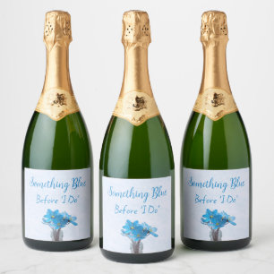Étiquettes Pour Bouteilles De Vin Mousseux Quelque chose de bleu avant mon enterrement de vie