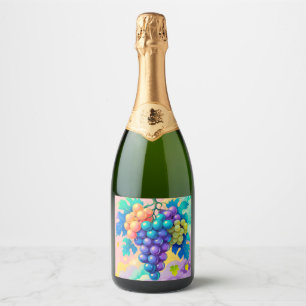 Étiquettes Pour Bouteilles De Vin Mousseux Raisins colorés